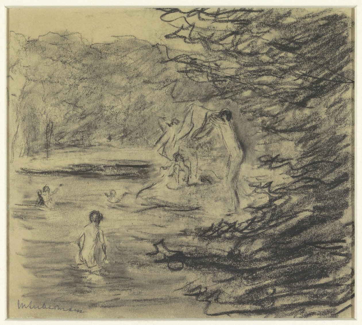 Bañistas en el estanque del bosque de Max Liebermann