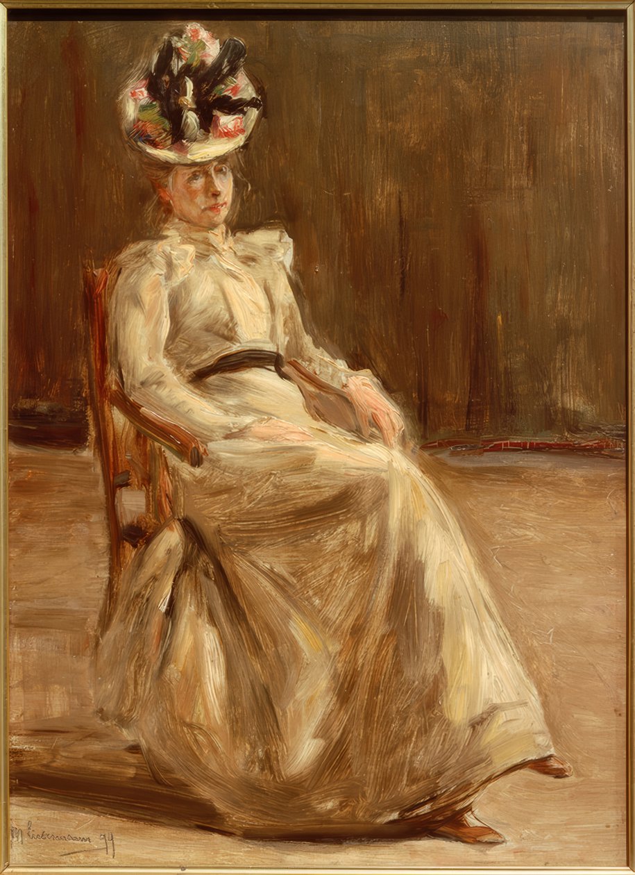 Retrato de una dama sentada en figura completa de Max Liebermann
