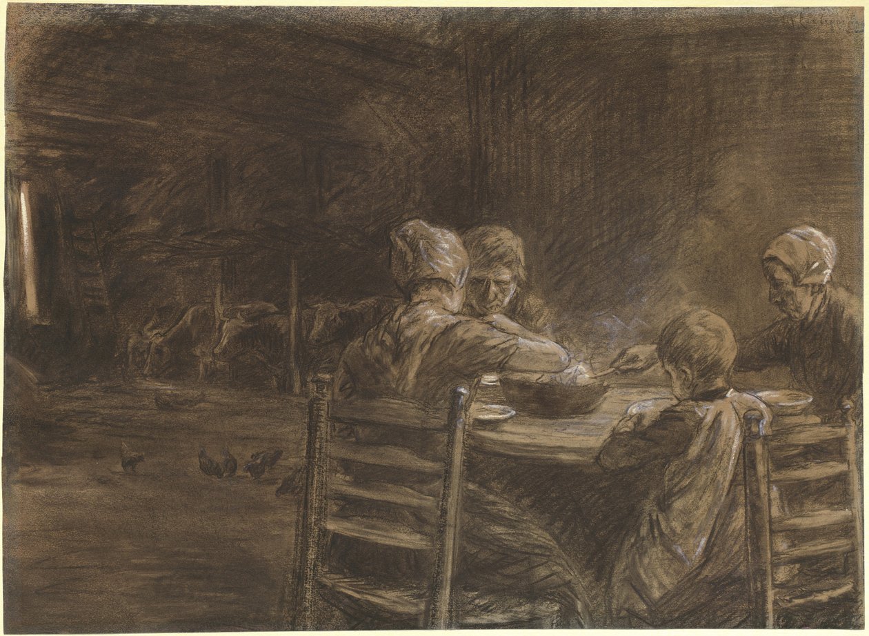 Campesinos frisones orientales cenando de Max Liebermann