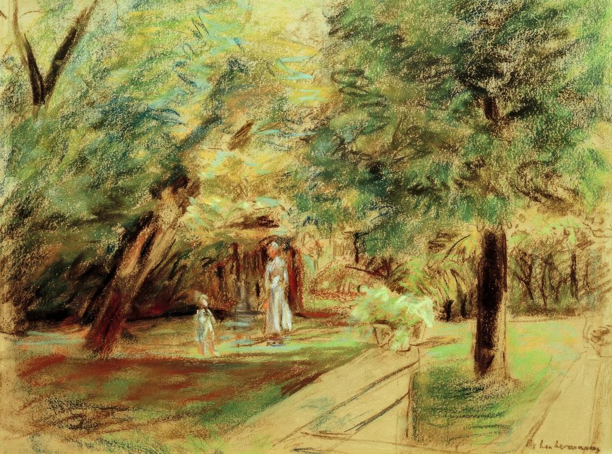 Nieta con niñera frente a los jardines de setos de Max Liebermann