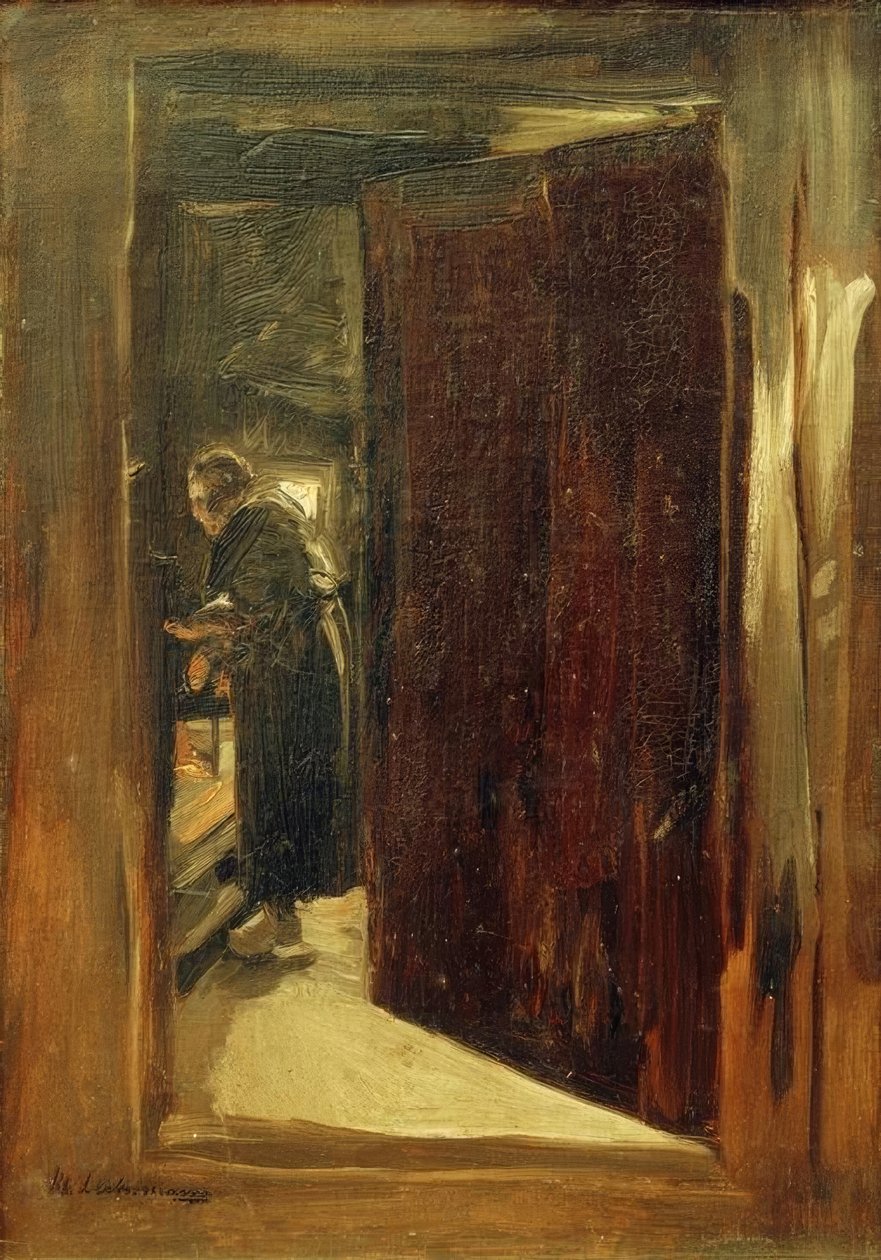 Mujer en la cocina – Vista de Max Liebermann