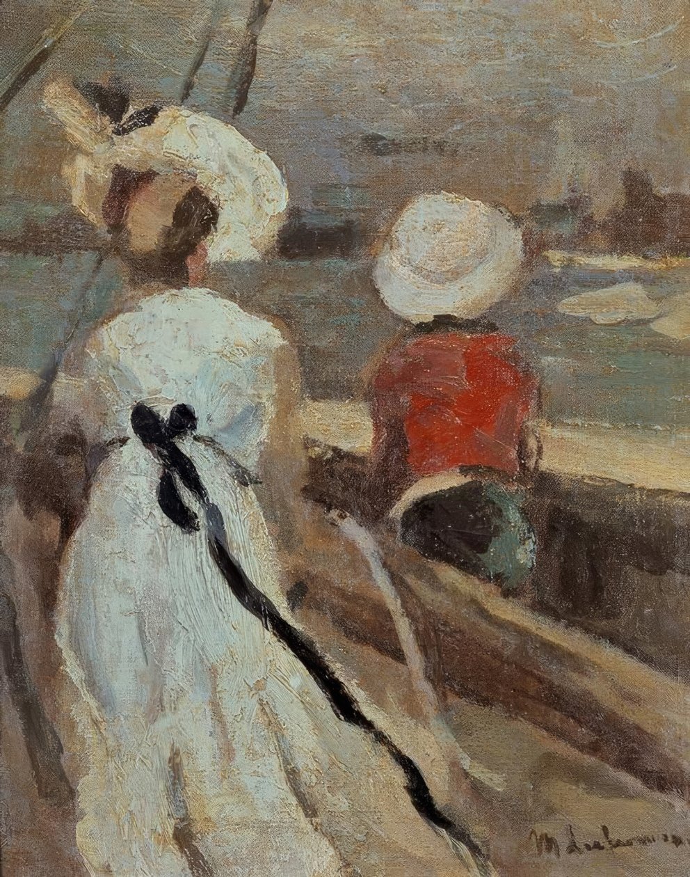 Mujer con niño en velero de Max Liebermann