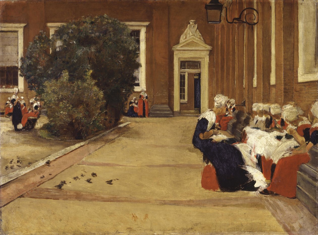 Recreo en el orfanato de Ámsterdam (Estudio) de Max Liebermann