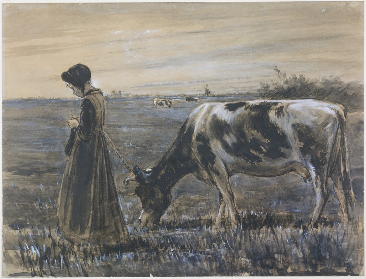 Niña con vaca de Max Liebermann