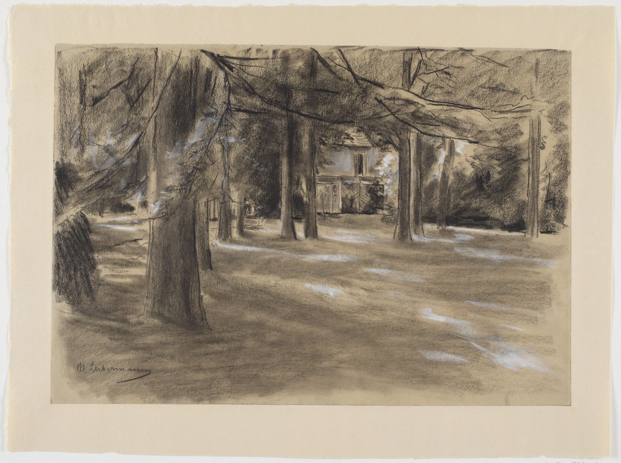 Paisaje de parque holandés con una casa de Max Liebermann