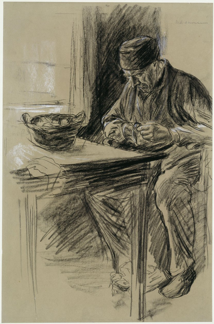 Un anciano pelando patatas en Laren de Max Liebermann
