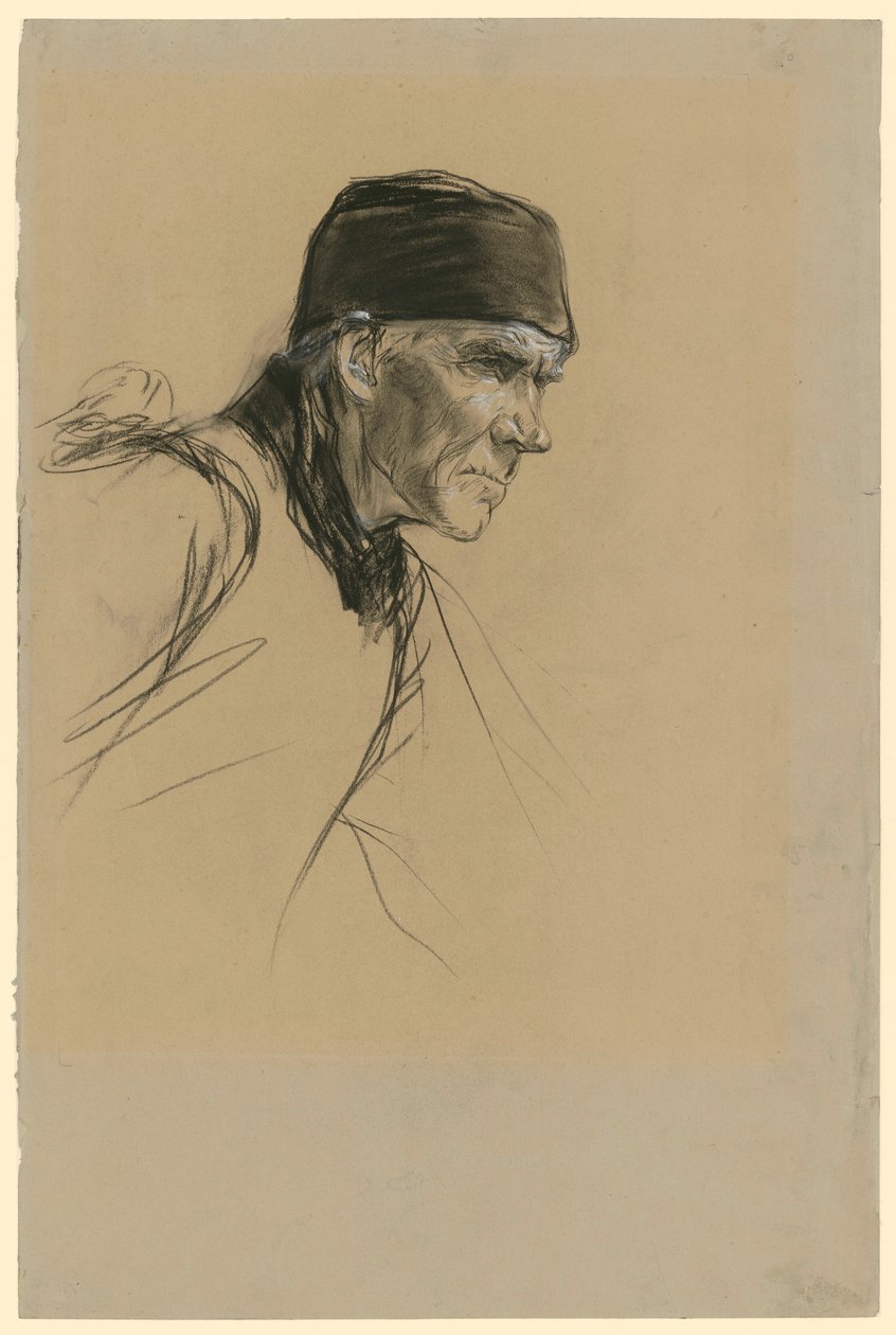 Cabeza de un campesino holandés (estudio para el cuadro «Campesino caminando») de Max Liebermann