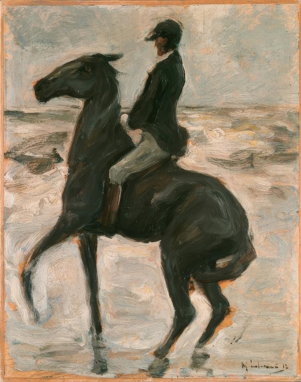 Jinete hacia la izquierda en la playa de Max Liebermann
