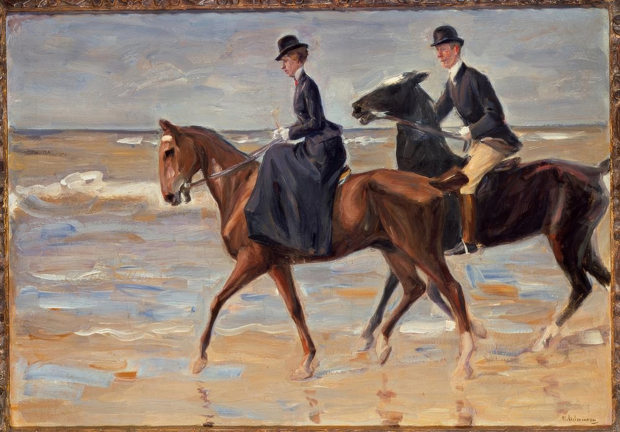 Jinete y amazona en la playa de Max Liebermann