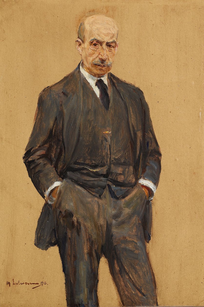 Autorretrato, de pie, en tres cuartos, con ambas manos en los bolsillos del pantalón de Max Liebermann