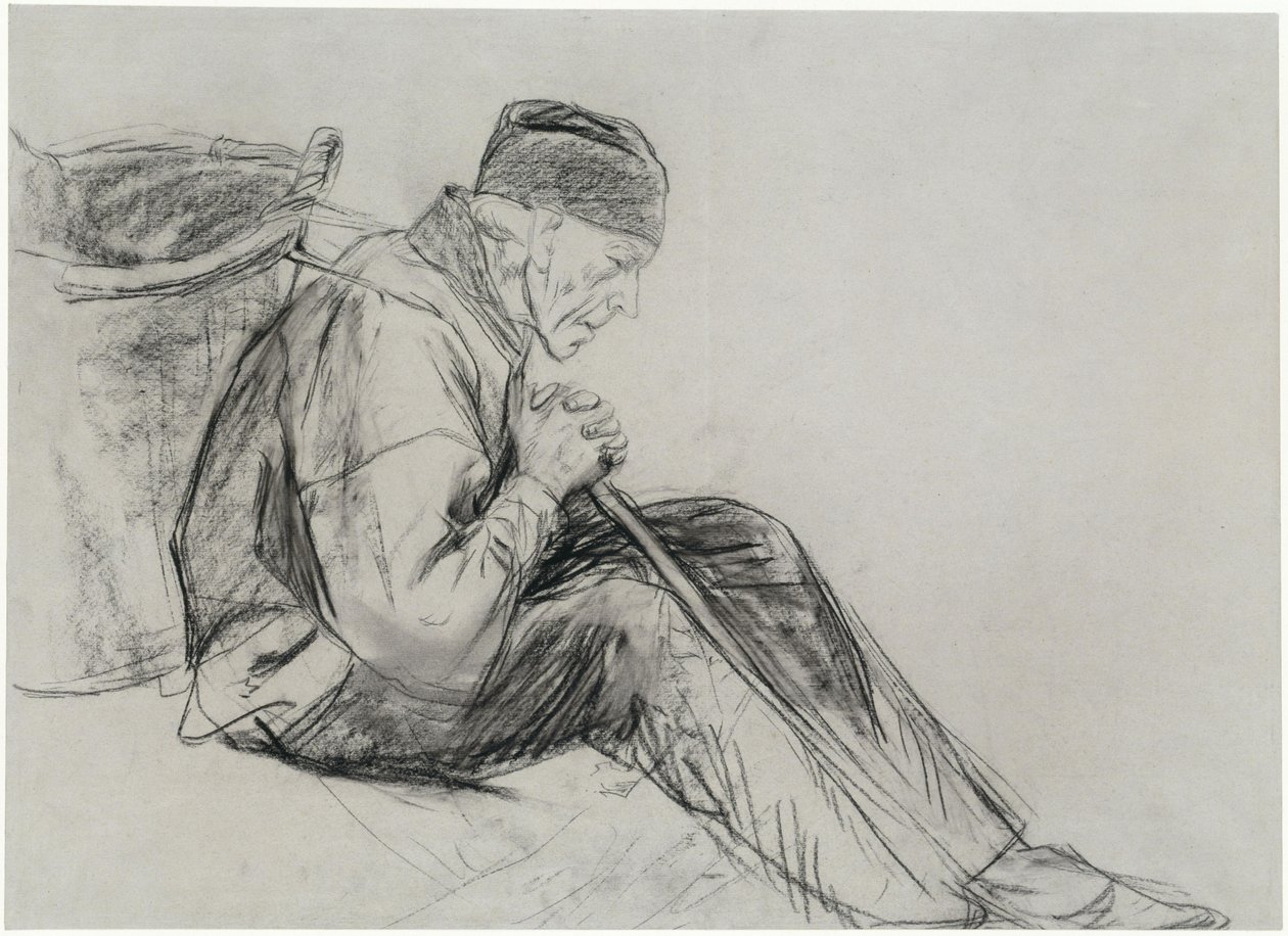Campesino sentado de perfil de Max Liebermann