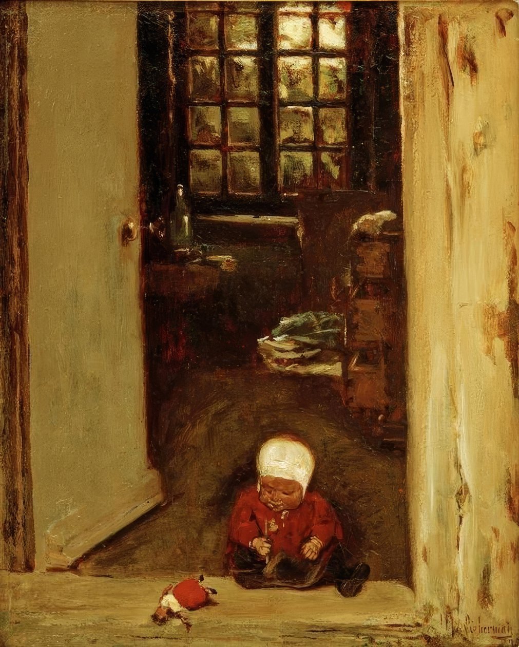 Niño Jugando en la Puerta de la Casa de Max Liebermann