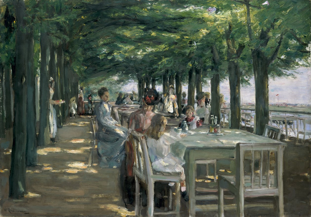 La terraza en el restaurante Jacob en Nienstedten en el Elba de Max Liebermann