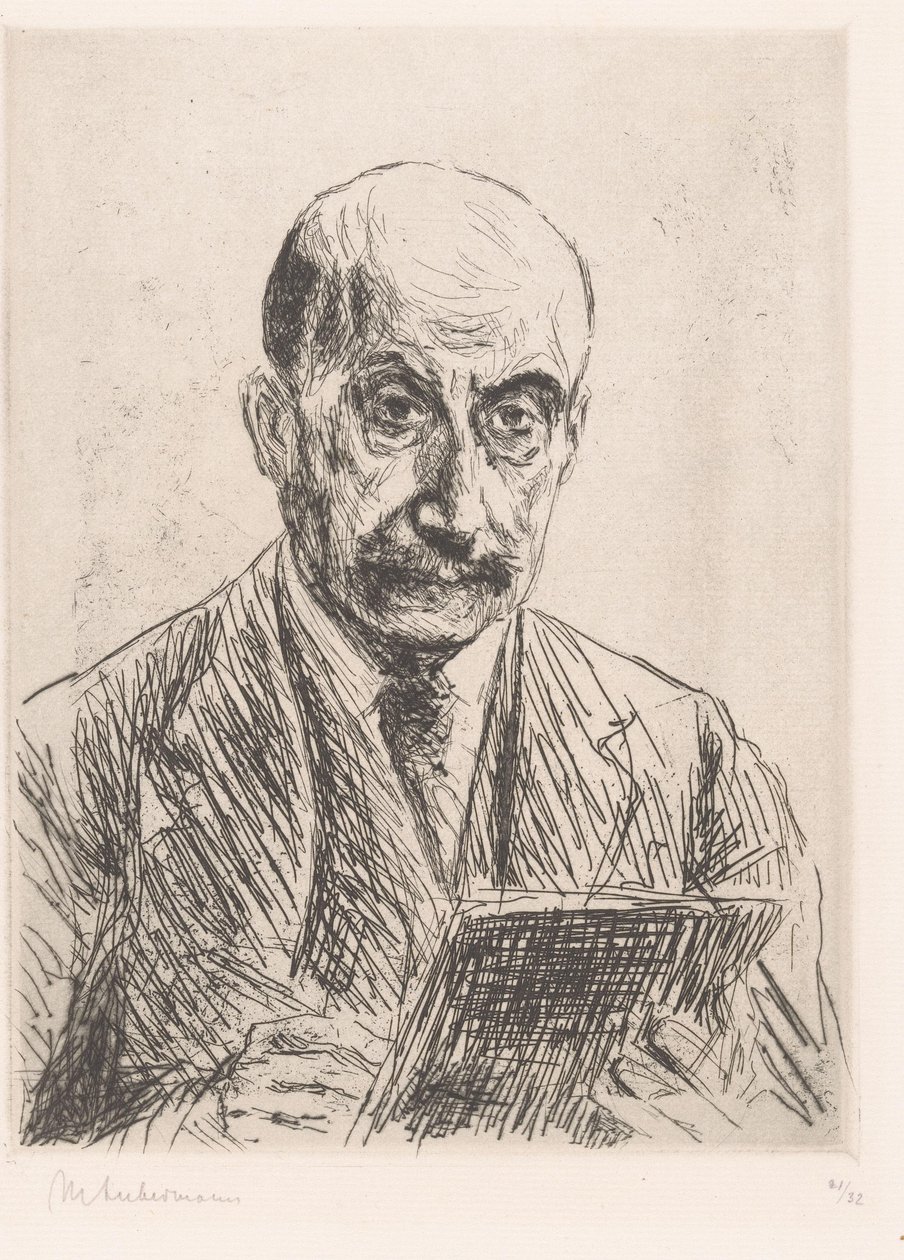 Autorretrato de Max Liebermann dibujando de Max Liebermann
