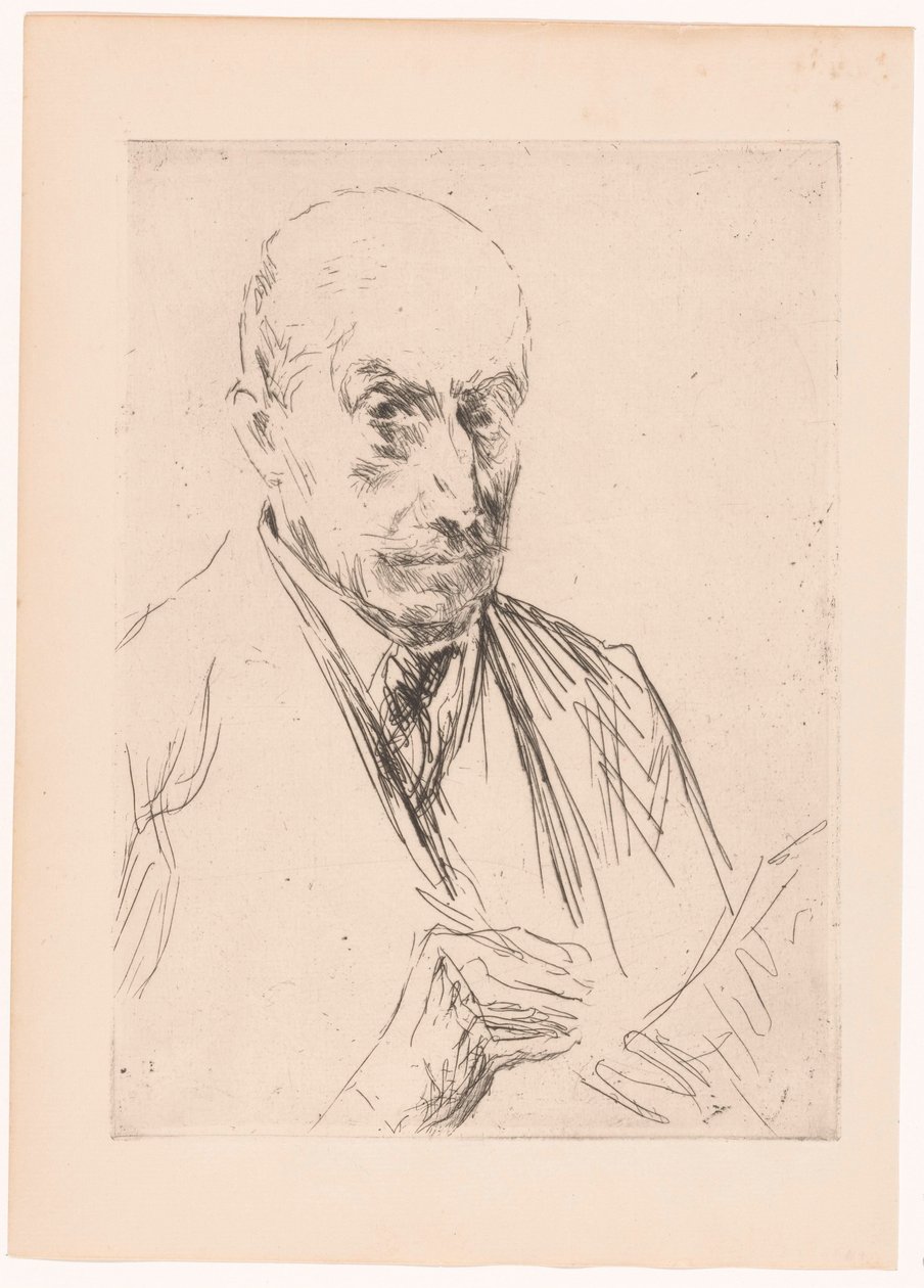 Autorretrato de Max Liebermann, lápiz en mano de Max Liebermann