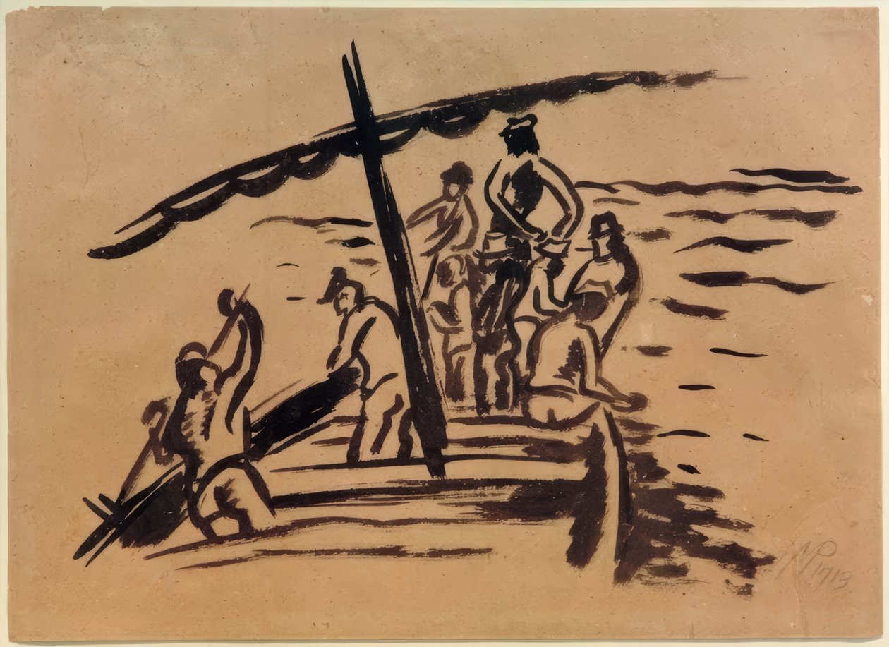 Pescador en un bote de Max Pechstein