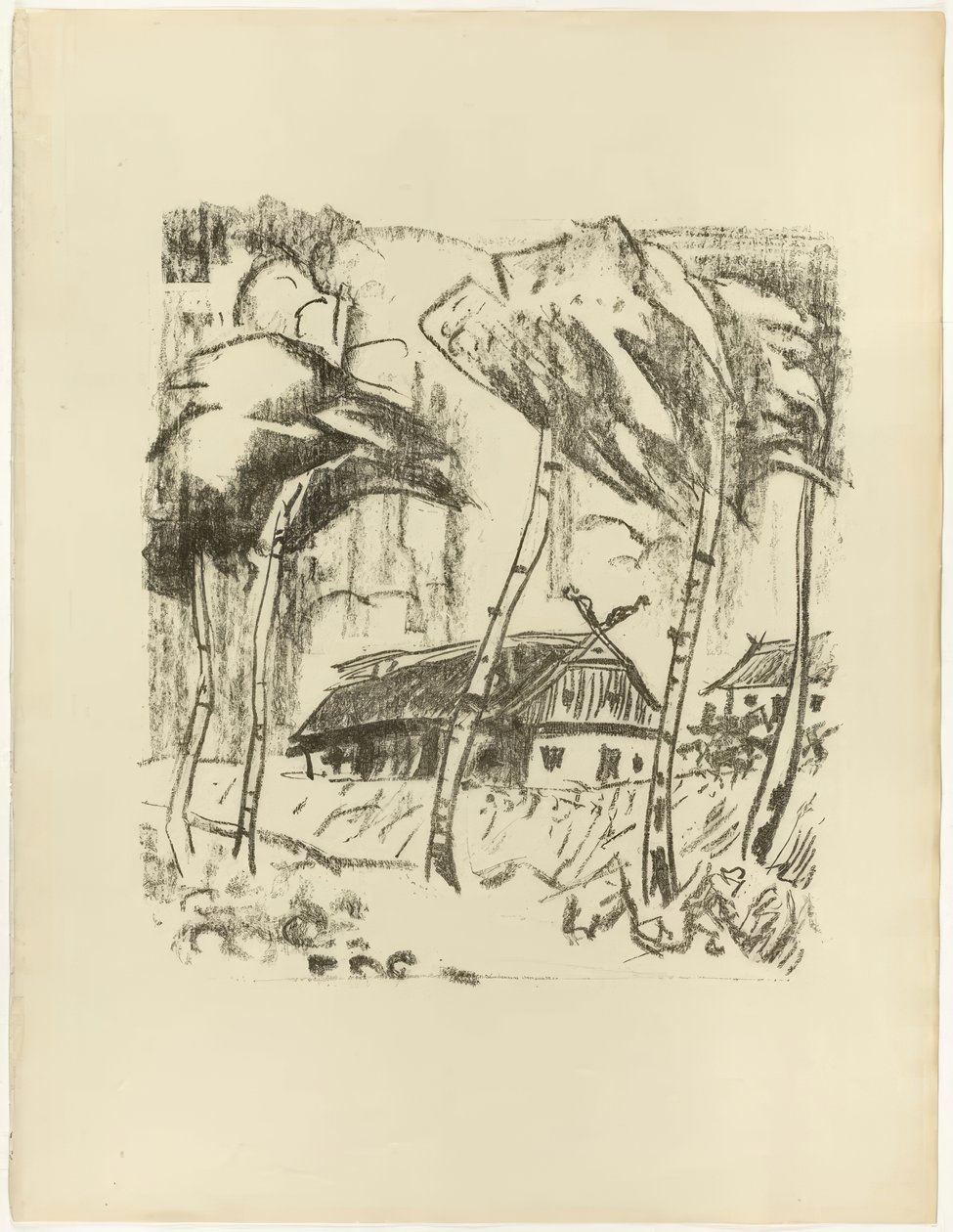 Granja detrás de los abedules, de La oda a Samland de Max Pechstein