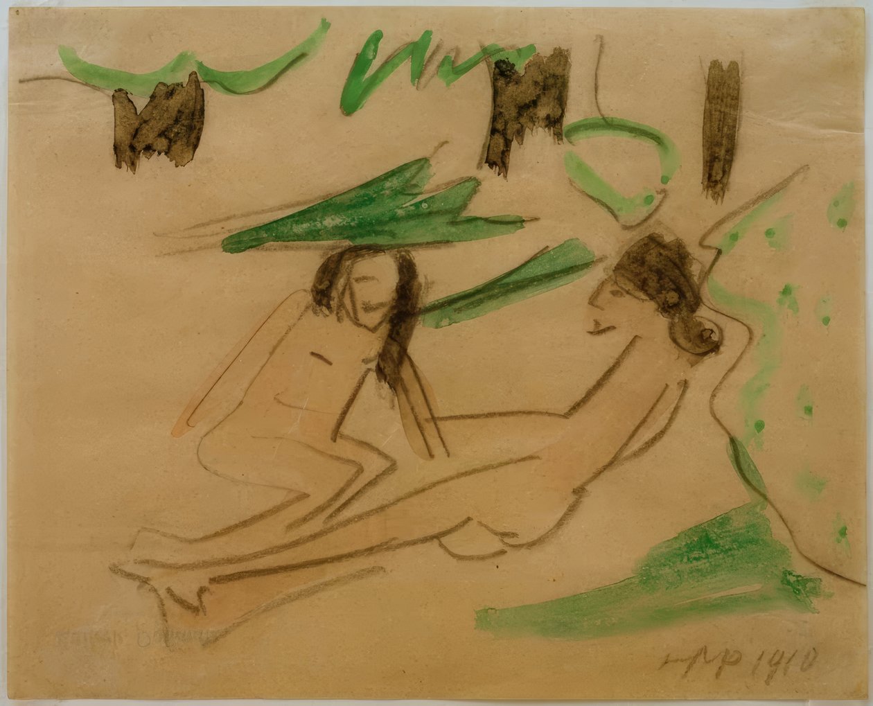 Sin título (Desnudo sentado y tumbado) de Max Pechstein