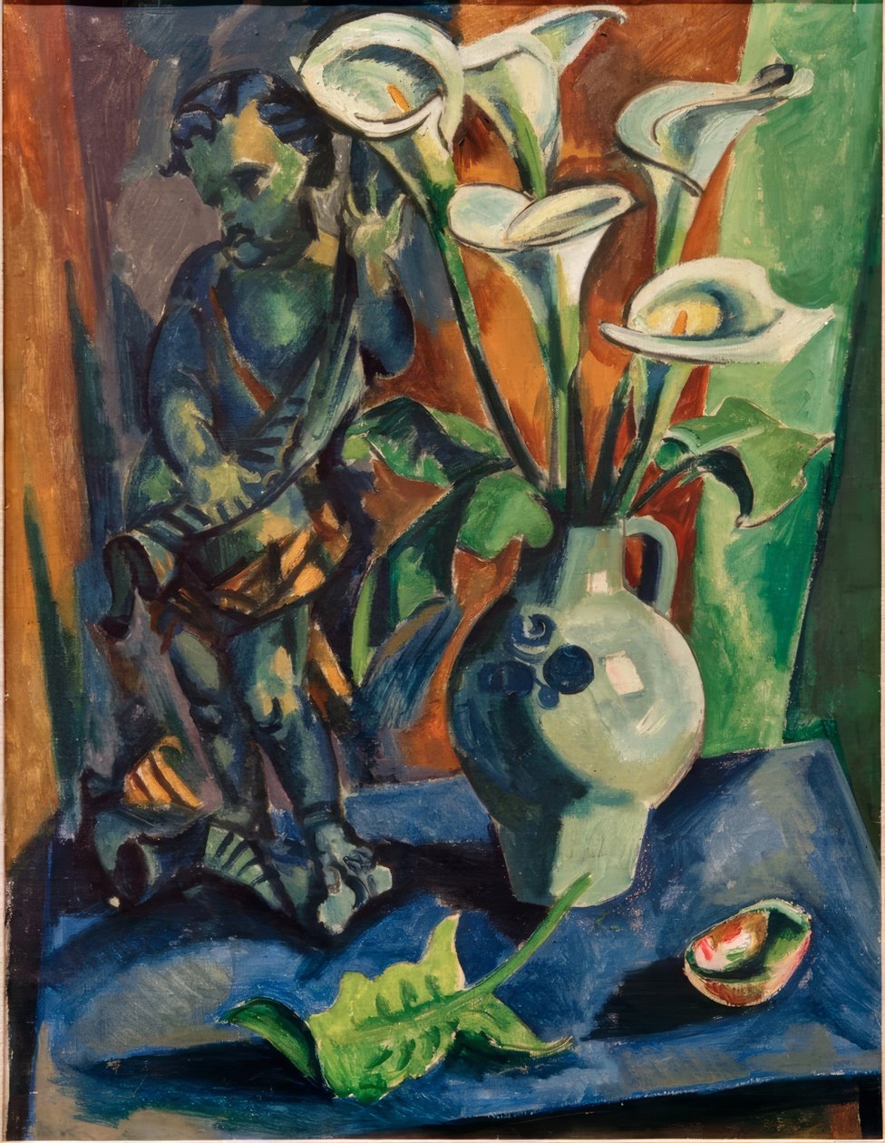 Naturaleza muerta con putto y cala de Max Pechstein
