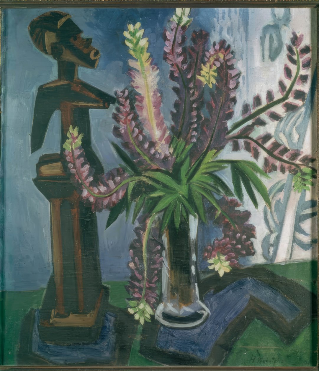Figura del Pacífico Sur y flores de Max Pechstein
