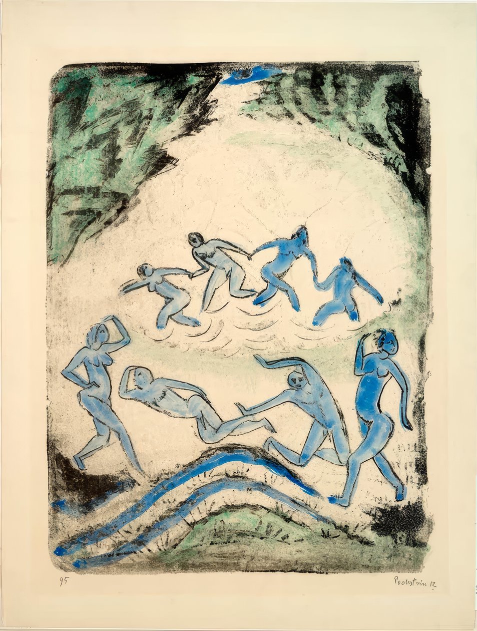 La danza (Bailarines y bañistas en el estanque del bosque) de Max Pechstein