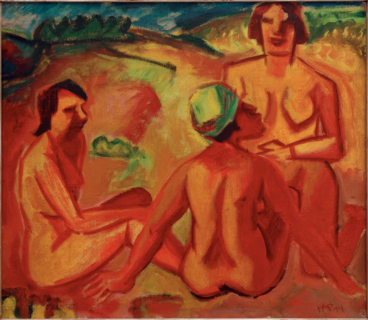 Entretenimiento, tres mujeres de Max Pechstein