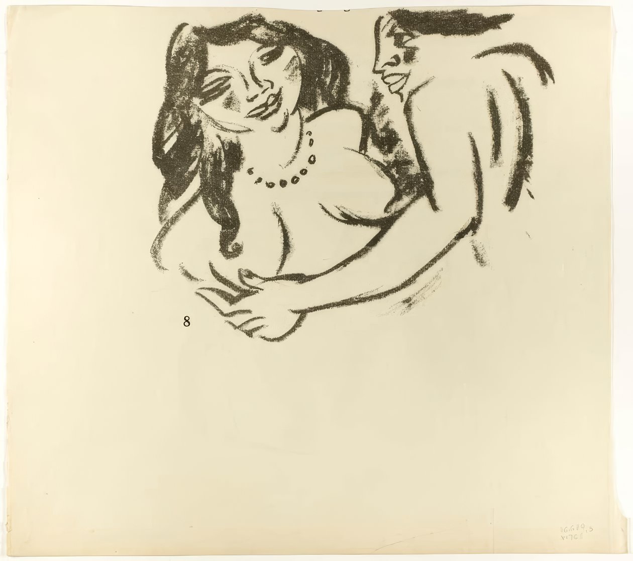 Mujer y niña, página 7 (anverso); Dos mujeres, página 8 (reverso), de La oda de Samland. de Max Pechstein