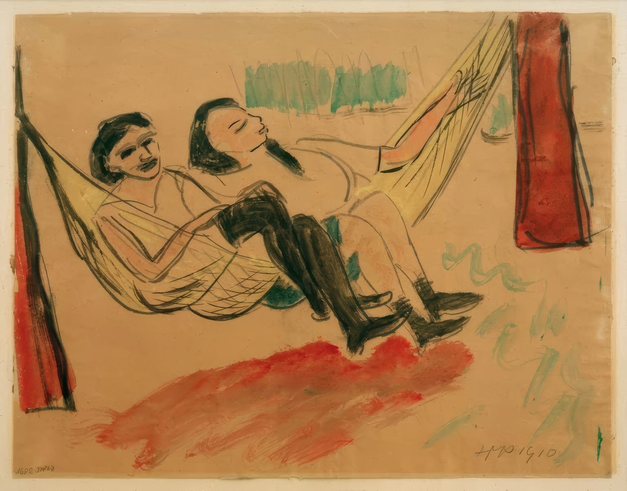 Dos chicas en la hamaca I de Max Pechstein
