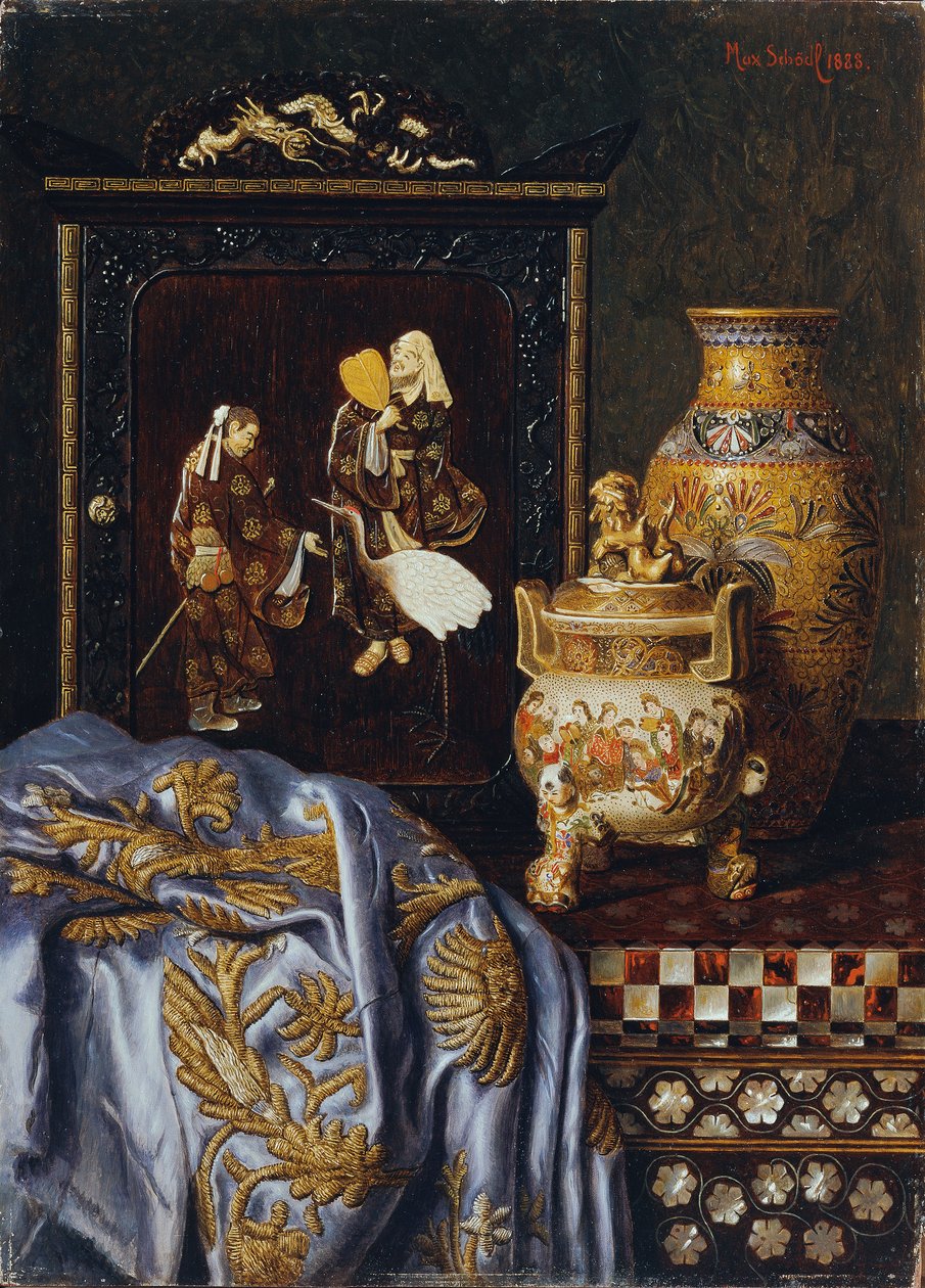 Bodegón con objetos de arte japonés de Max Schodl