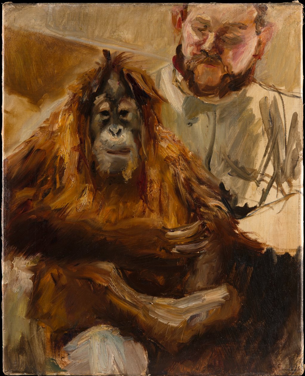 Orangután «Seemann» con su cuidador de Max Slevogt