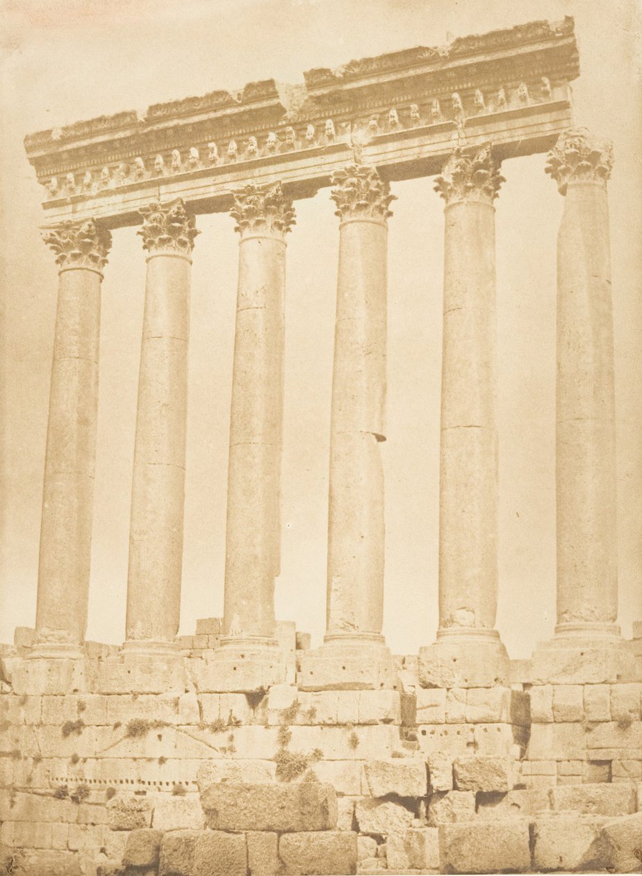 Columnata del Templo del Sol, en Baalbek Heliópolis, septiembre de 1850 de Maxime Du Camp