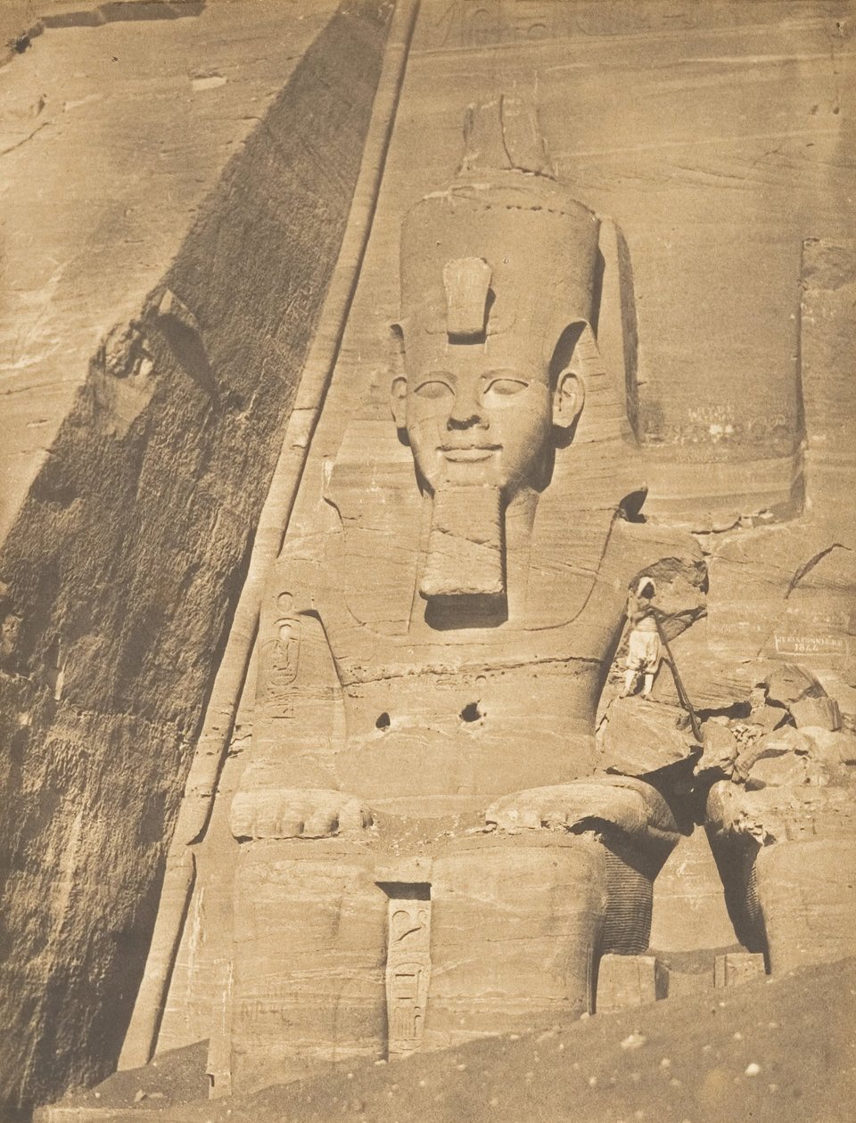 Coloso oriental del Speos de Phré, en Abousembil Retrato de Ramsés el Grande, marzo 1850 de Maxime Du Camp