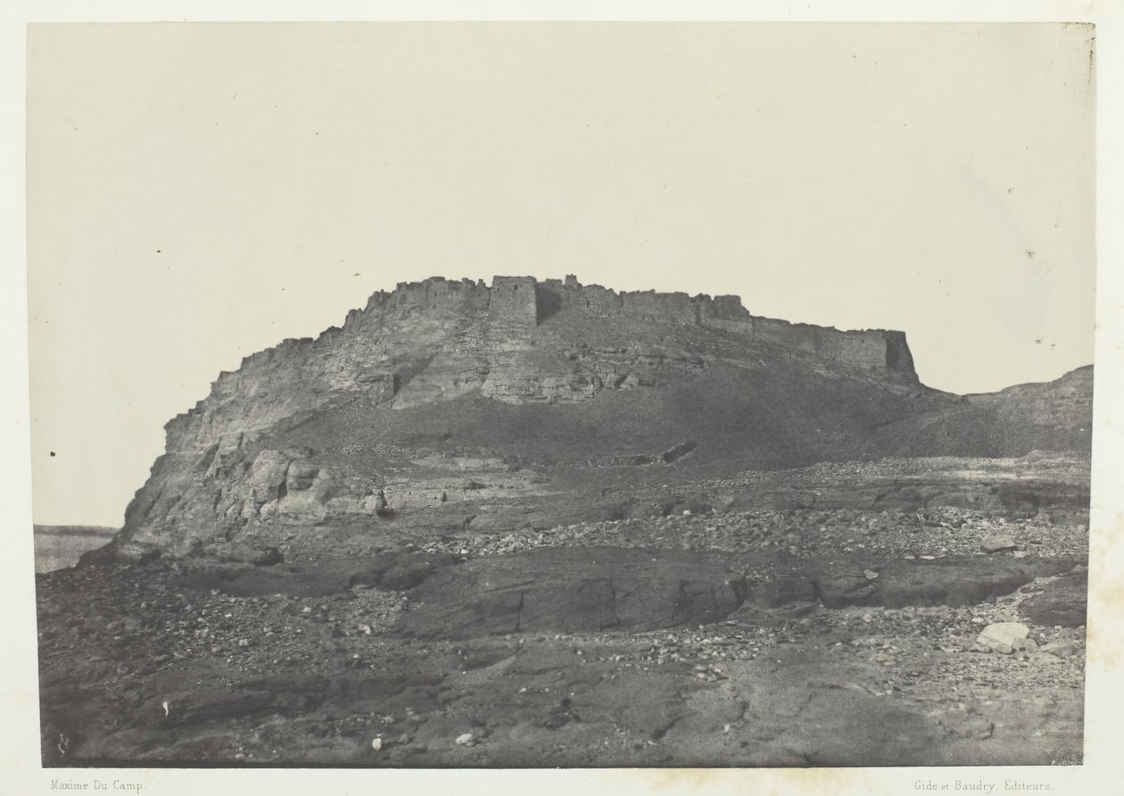 Fortaleza de Ibrym Antigua Premmis, vista tomada al sur, Nubia, 1849-51, impresa en 1852 de Maxime Du Camp