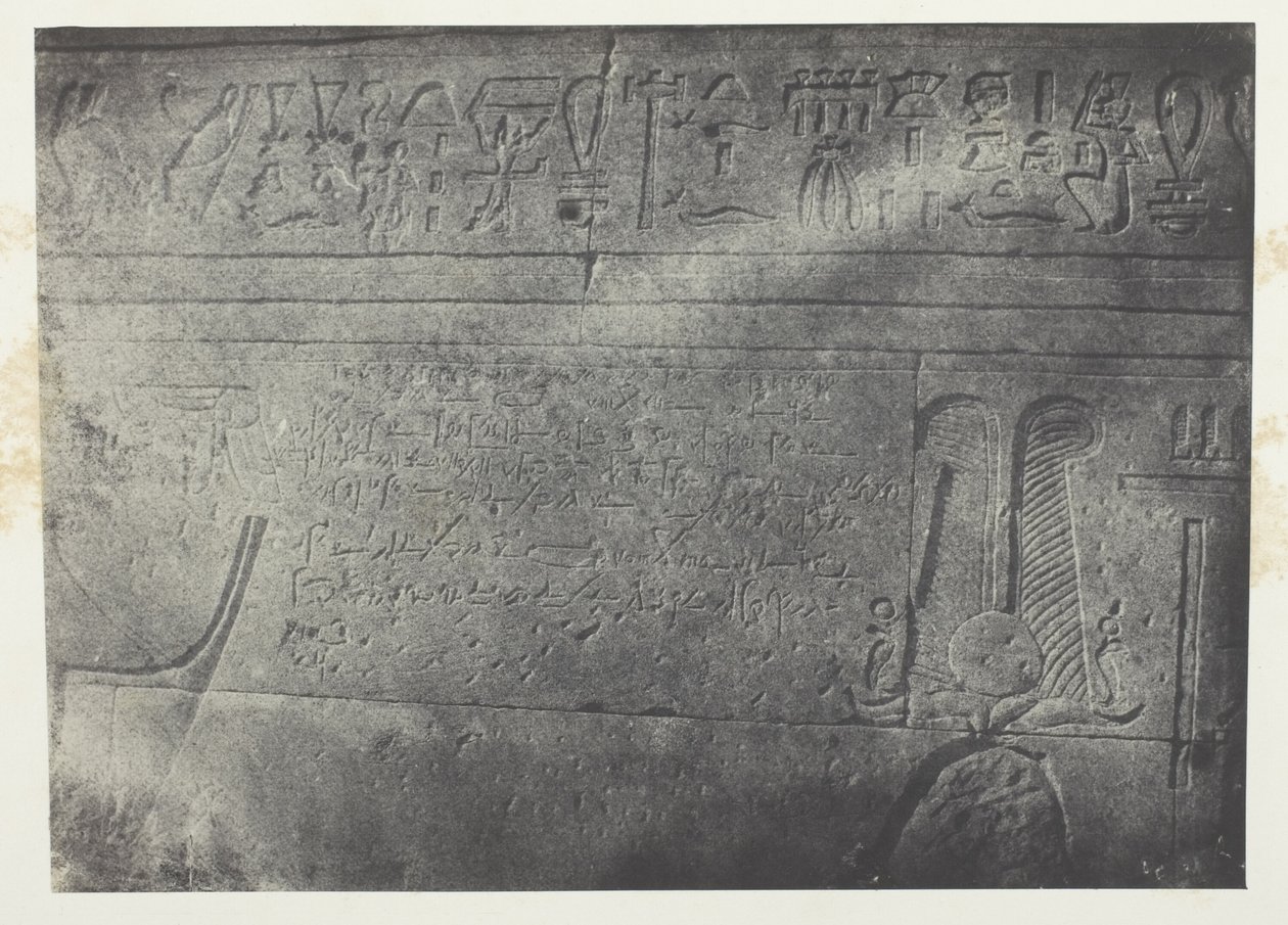 Gran Templo de Isis en Philoe, inscripción demótica; Nubia, lámina 76 del álbum "Egypte, Nubie, Palestine et Syrie" (1852). de Maxime Du Camp