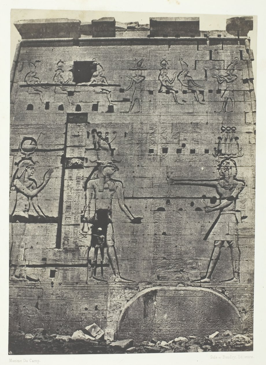 Gran Templo de Isis en Philae, Segundo Pilón, Nubia, 1849-51, impreso en 1852 de Maxime Du Camp