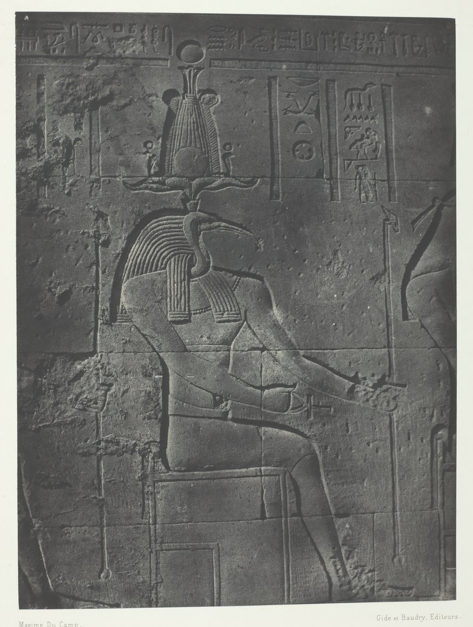 Gran Templo de Isis en Filé, Toth Ibiocéfalo, Nubia, 1849-1851, impreso en 1852 de Maxime Du Camp