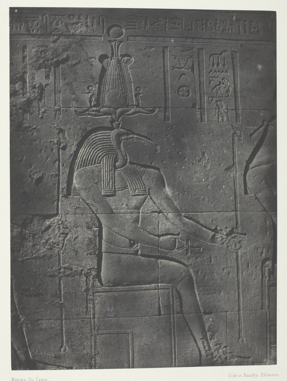Gran Templo de Isis en Philoe, Tôth Ibiocéphale; Nubia, lámina 79 del álbum "Egypte, Nubie, Palestine et Syrie" (1852). de Maxime Du Camp