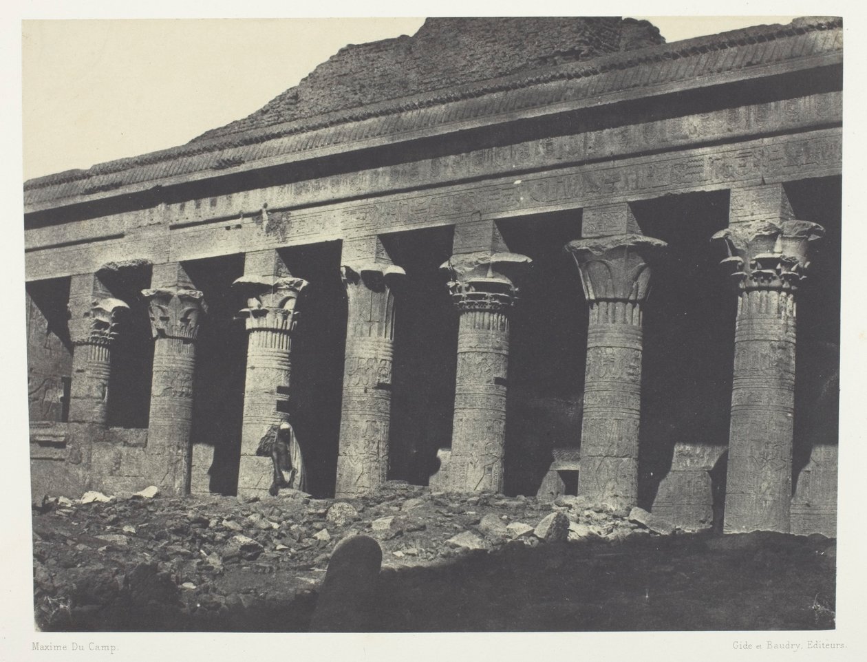Gran Templo de Isis en Philoe, Galerie Orientale; Nubia, lámina 73 del álbum "Egypte, Nubie, Palestine et Syrie" (1852) de Maxime Du Camp