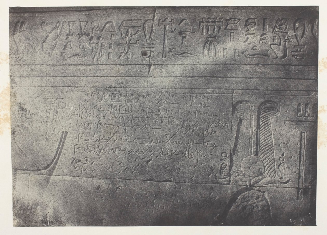 Gran Templo de Isis en Philoe, inscripción demótica; Nubia, lámina 76 del álbum "Egypte, Nubie, Palestine et Syrie" (1852). de Maxime Du Camp
