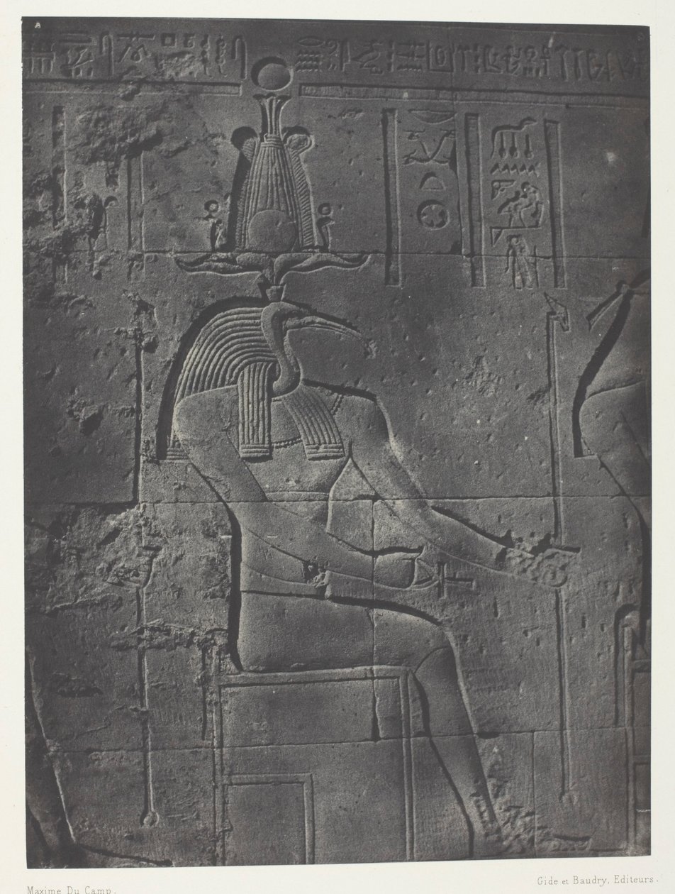 Gran Templo de Isis en Philoe, Tôth Ibiocéphale; Nubia, lámina 79 del álbum "Egypte, Nubie, Palestine et Syrie" (1852). de Maxime Du Camp