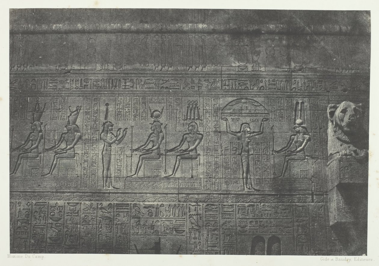 Gran Templo de Dendérah Teutyres, Esculturas de la Fachada Posterior, Alto Egipto de Maxime Du Camp