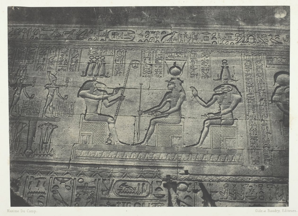 Gran Templo de Dendérah Teutyres, Esculturas de la Fachada Posterior, Alto Egipto, 1849-51 de Maxime Du Camp