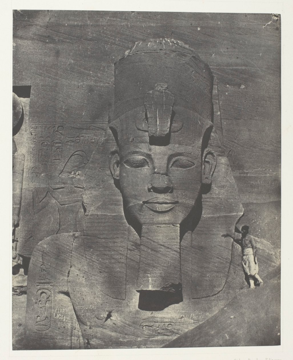 Ibsamboul, Colosse Médial (Enfoui) du Spéos de Phrè Nubie, Palestine et Syrie, lámina 106 del álbum "Egypte, Nubie, Palestine et Syrie" (1852). de Maxime Du Camp