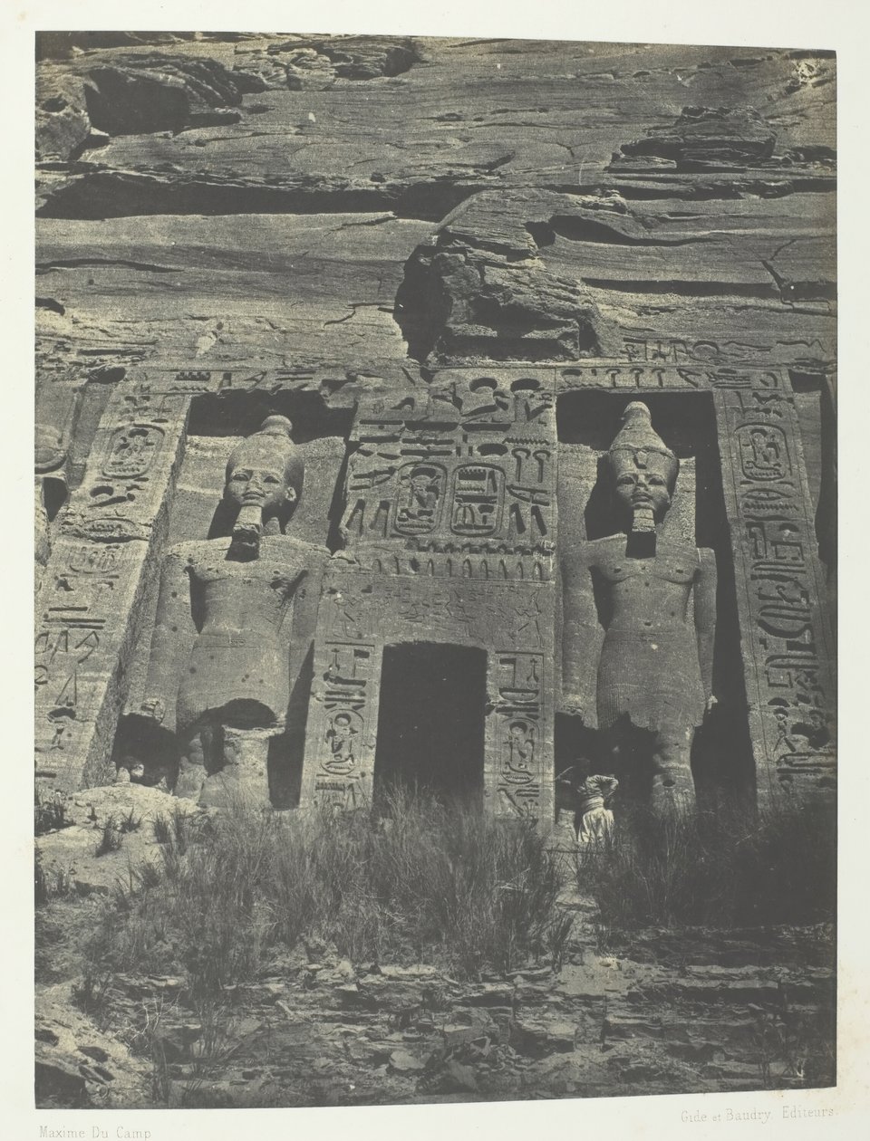 Ibsamboul, Entrada del Speos de Hathor, Nubia, 1849-51, impreso en 1852 de Maxime Du Camp