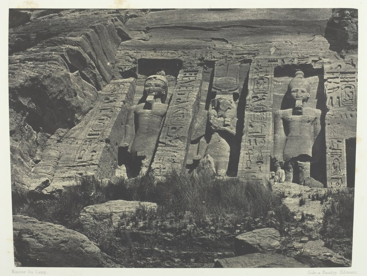 Ibsamboul, Parte Meridional del Speos de Hathor, Nubia, 1849-51, impreso en 1852 de Maxime Du Camp