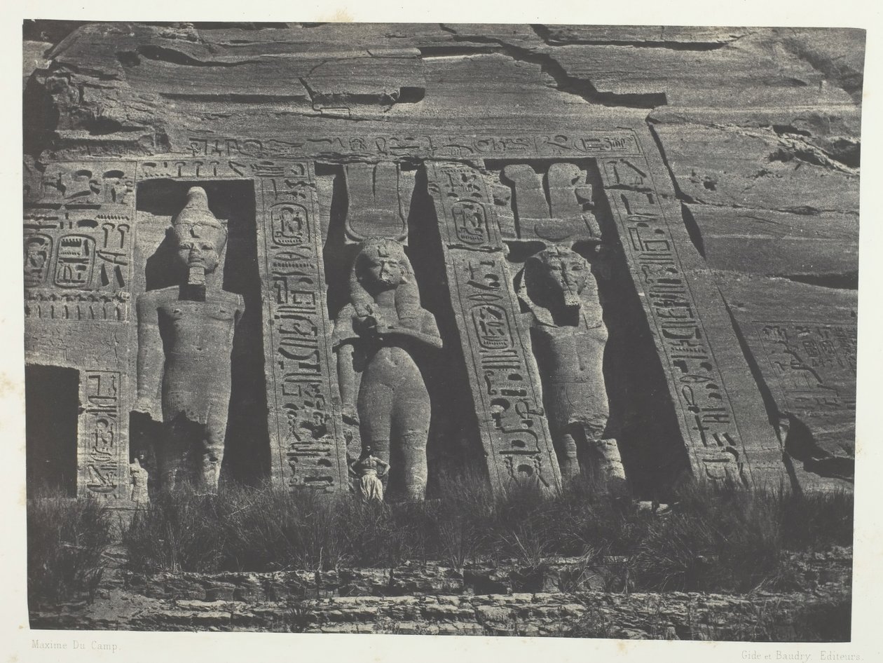 Ibsamboul, Parte Septentrional del Spéos de Hathor, Nubia, 1849-51, impreso en 1852 de Maxime Du Camp
