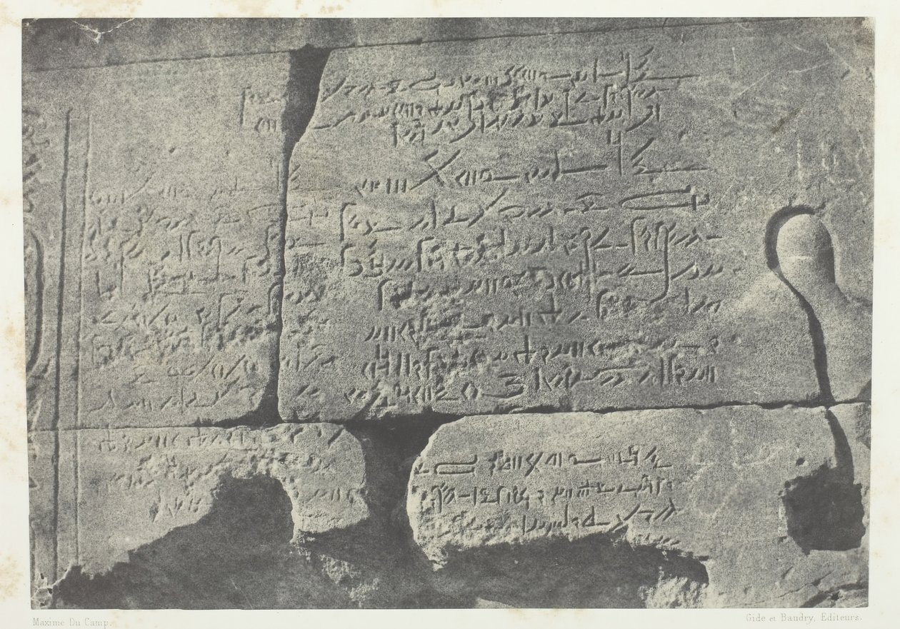 Inscripción demótica, Gran Templo de Isis en Filé, Nubia, 1849-51, impreso en 1852 de Maxime Du Camp