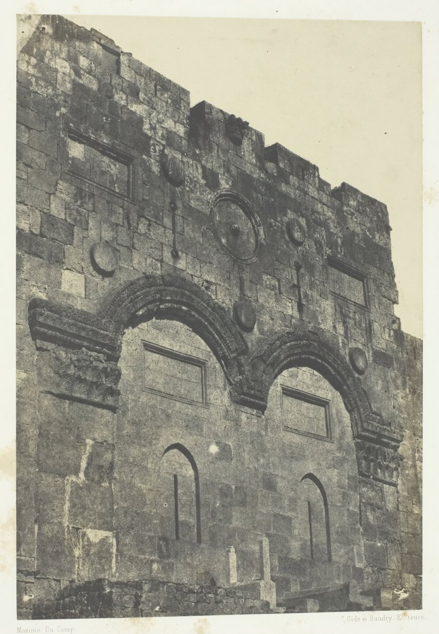 Jerusalén, Puerta Dorada Bab-El-Daharieh, Palestina, 184951, impreso en 1852 de Maxime Du Camp