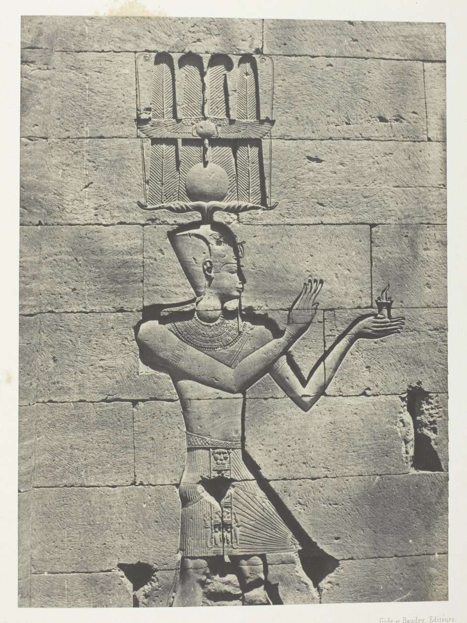Kalabscheh, Sculptures De La Façade Postérieure Du Temple; Nubie, lámina 91 del álbum "Egypte, Nubie, Palestine et Syrie" (1852). de Maxime Du Camp