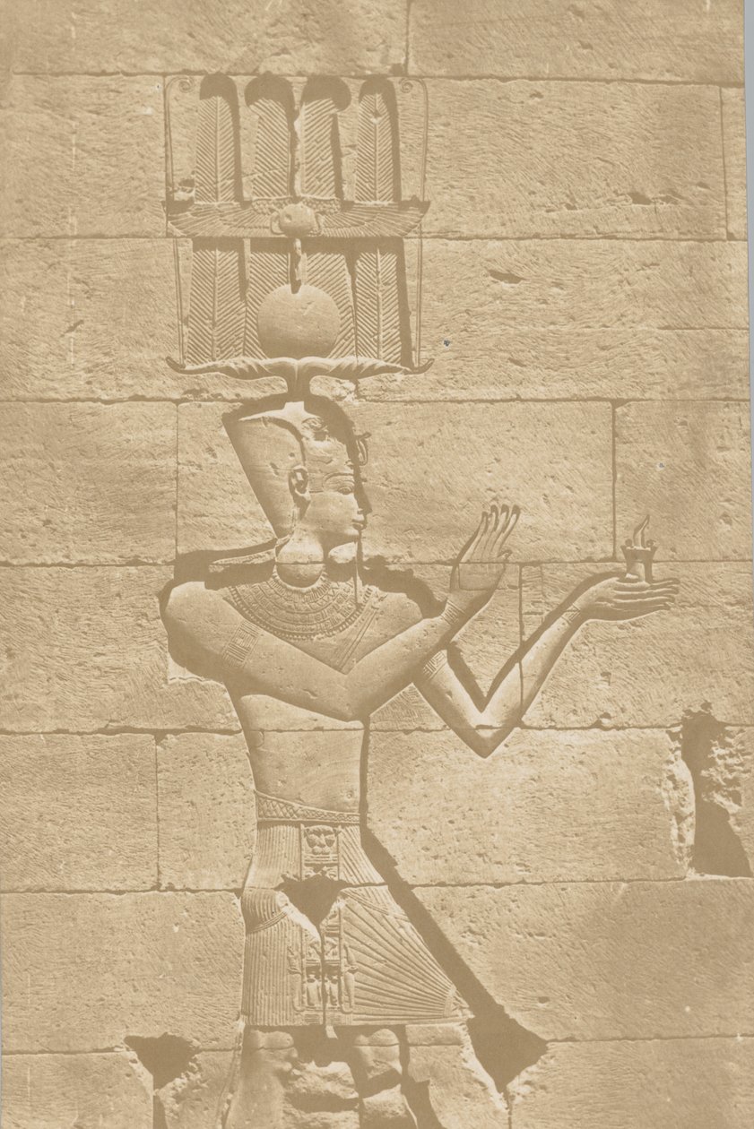 Kalabscheh, escultura de la fachada posterior del templo, 1849-51 de Maxime Du Camp